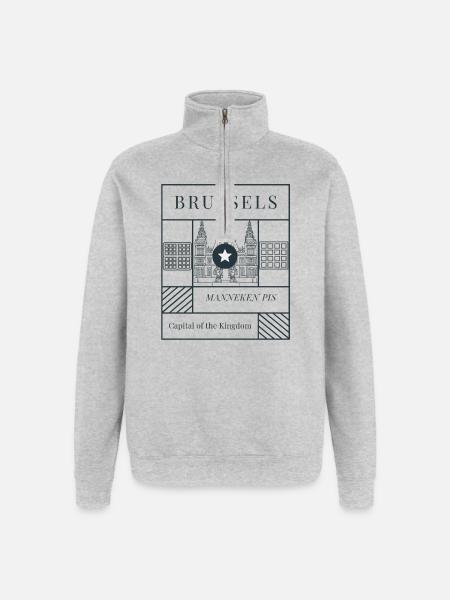Brussels Manneken Pis Scene - Quarter-Zip Sweatshirt - heather grey
