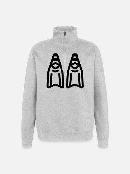 Tauchflossen - Quarter-Zip-Sweatshirt - Grau meliert