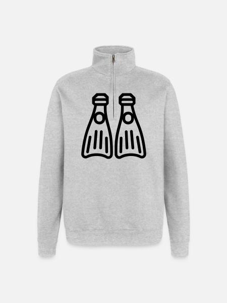 Tauchflossen - Quarter-Zip-Sweatshirt - Grau meliert