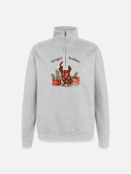 Dachshund Christmas Wrapped in Christmas - Quarter-Zip Sweatshirt - heather grey