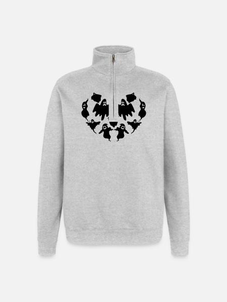 Halloween Heart Ghost Halloween Ghost - Quarter-Zip-Sweatshirt - Grau meliert