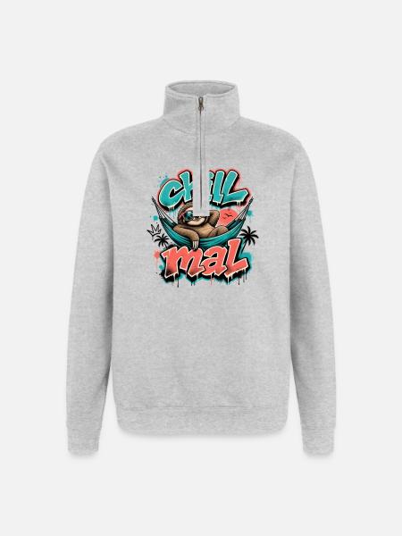 Chill Times Cool Sloth Graffiti Design - Quarter-Zip Sweatshirt - heather grey