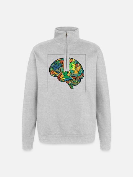 Kaleidoscope Brain Pattern - Quarter-Zip Sweatshirt - heather grey