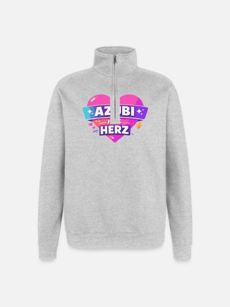 Azubi mit ganz viel Herz - Quarter-Zip-Sweatshirt - Grau meliert
