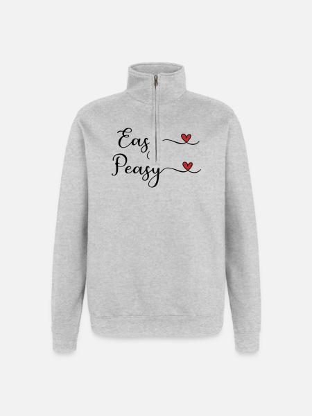 Easy Peasy Heart - Quarter-Zip-Sweatshirt - Grau meliert