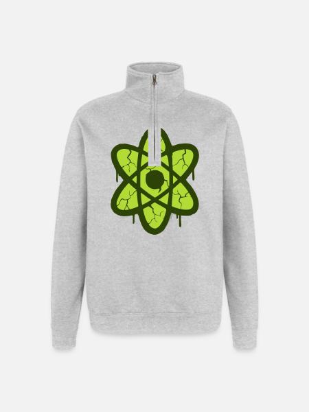 Atom Symbol Graffiti Logo - Quarter-Zip Sweatshirt - heather grey