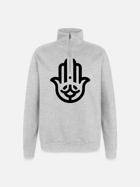 hand of Fatma Hamsa - Quarter-Zip Sweatshirt - heather grey