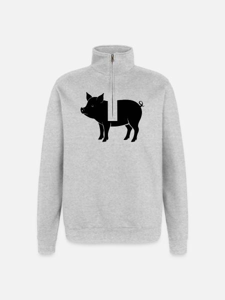 pig - Quarter-Zip Sweatshirt - heather grey