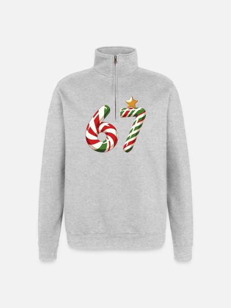 Candy Cane 67 meme - Quarter-Zip Sweatshirt - heather grey