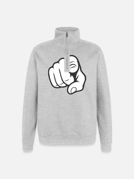 Pointing Finger You Gesture Sticker Design - Quarter-Zip Sweatshirt - heather grey