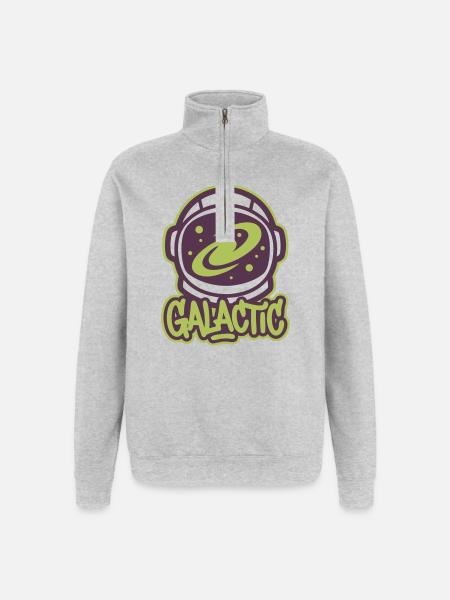 Galaxy Astronaut Helmet Logo - Quarter-Zip Sweatshirt - heather grey