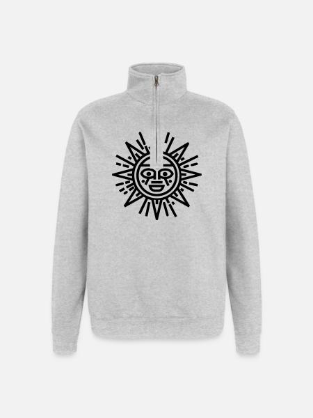 Aztec sun - Quarter-Zip Sweatshirt - heather grey