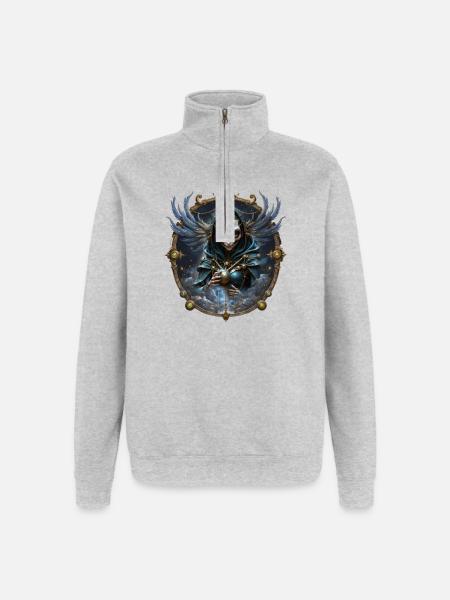 Blue Mystic with Ornate Wings - Quarter-Zip Sweatshirt - heather grey