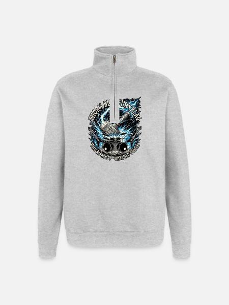 Germanen Thor Hammer Blitz - Quarter-Zip-Sweatshirt - Grau meliert