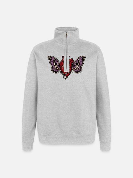 Anatomical Heart Gothic Moth Art - Quarter-Zip Sweatshirt - heather grey