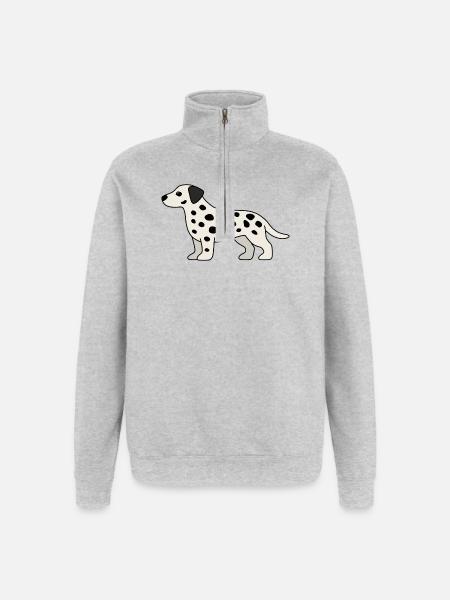 Dalmatiner Spotendesign - Quarter-Zip-Sweatshirt - Grau meliert