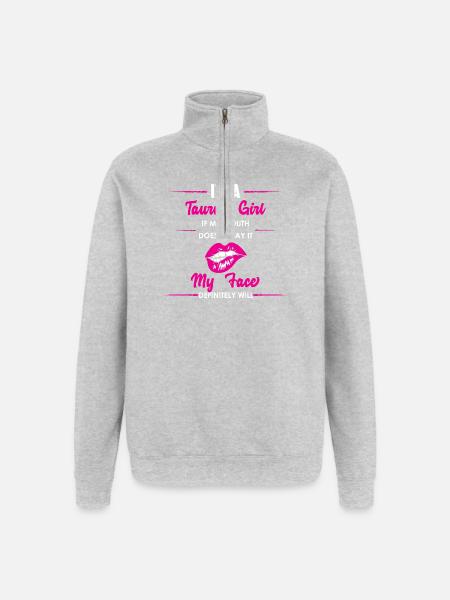 Sternzeichen Stier - Quarter-Zip-Sweatshirt - Grau meliert