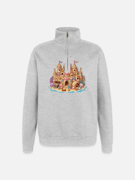 Coastal Sandcastle Shells - Quarter-Zip Sweatshirt - heather grey