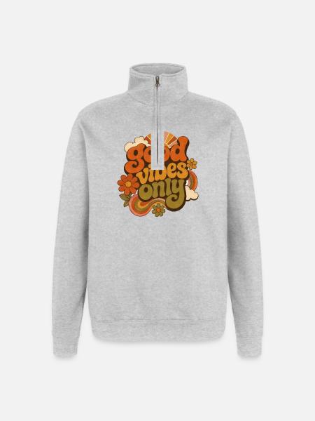 vibes - Quarter-Zip Sweatshirt - heather grey