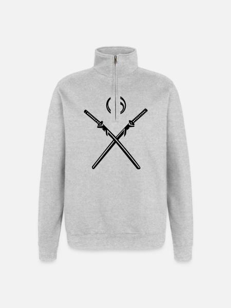 katana_tomoe - Quarter-Zip-Sweatshirt - Grau meliert