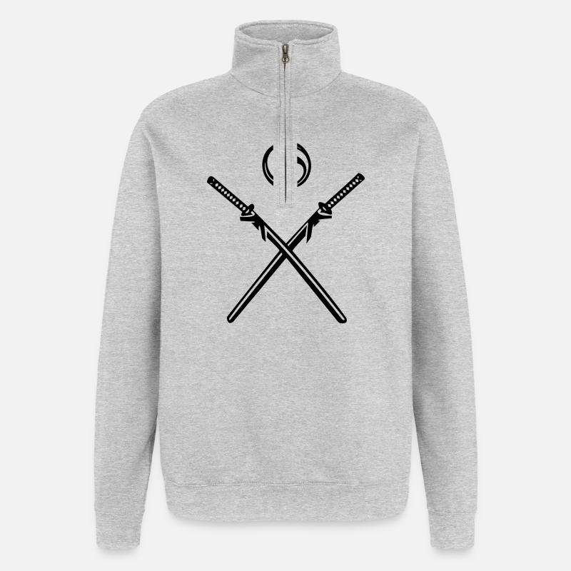 katana_tomoe - Quarter-Zip-Sweatshirt - Grau meliert