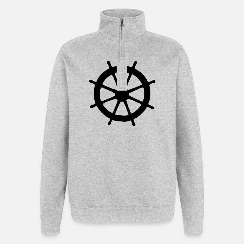 Steering Wheel Sail Sailing Sailor - Quarter-Zip Sweatshirt - heather grey