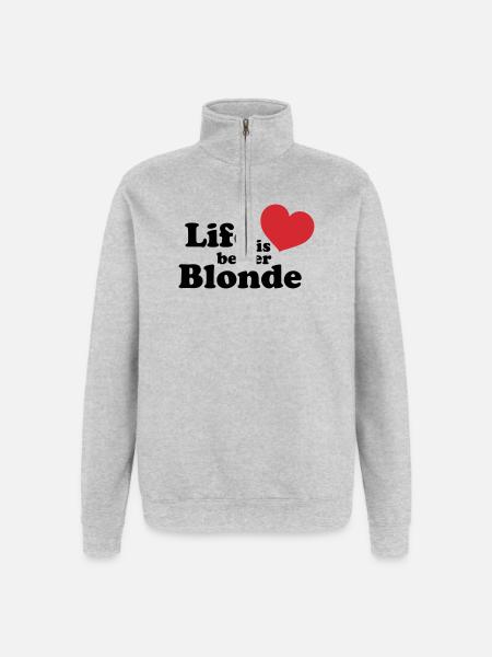 Blonde Life - Quarter-Zip-Sweatshirt - Grau meliert
