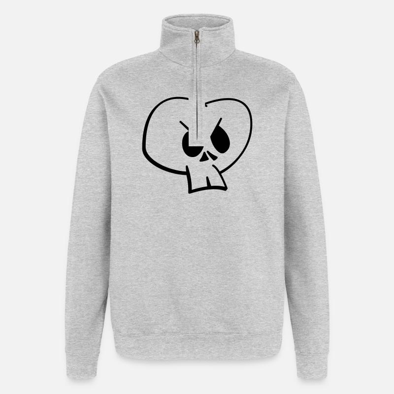 Skull II - Sweat à zip 1/4 - gris chiné