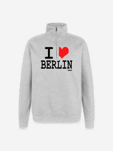 i love berlin - Quarter-Zip Sweatshirt - heather grey