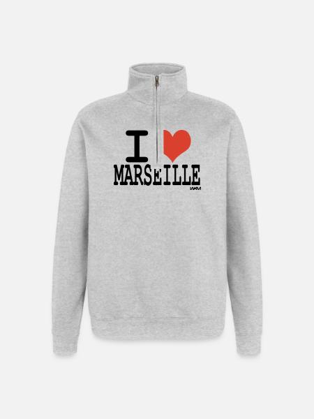 i love marseille - Quarter-Zip Sweatshirt - heather grey