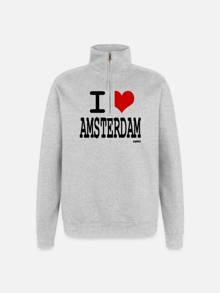 i love amsterdam - Quarter-Zip Sweatshirt - heather grey