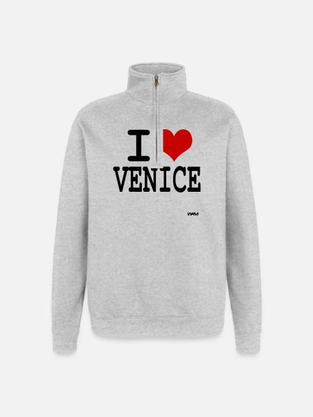 i love venice by wam - Quarter-Zip Sweatshirt - heather grey