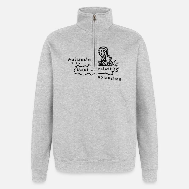 Hippo, Nilpferd, Spruch - Quarter-Zip-Sweatshirt - Grau meliert