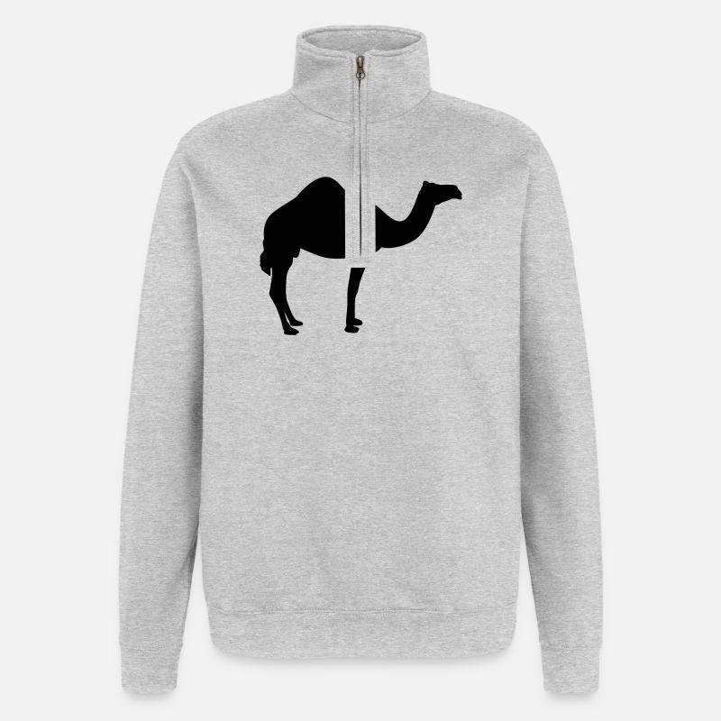 Kamel | Wüste | Dubai | Wüstenschiff - Quarter-Zip Sweatshirt - heather grey