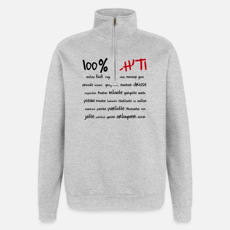 100% Ch'ti - Sweat à zip 1/4 - gris chiné