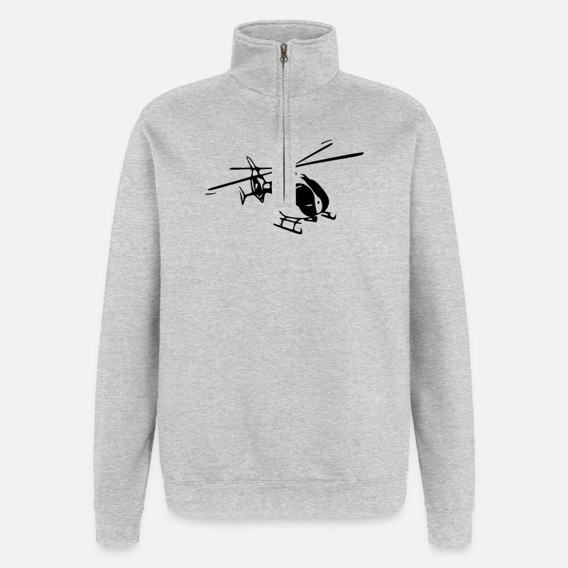 Schirm - Luftrettung - Quarter-Zip-Sweatshirt - Grau meliert