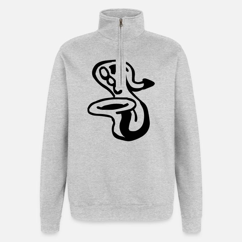 Saxophone - Sweat à zip 1/4 - gris chiné