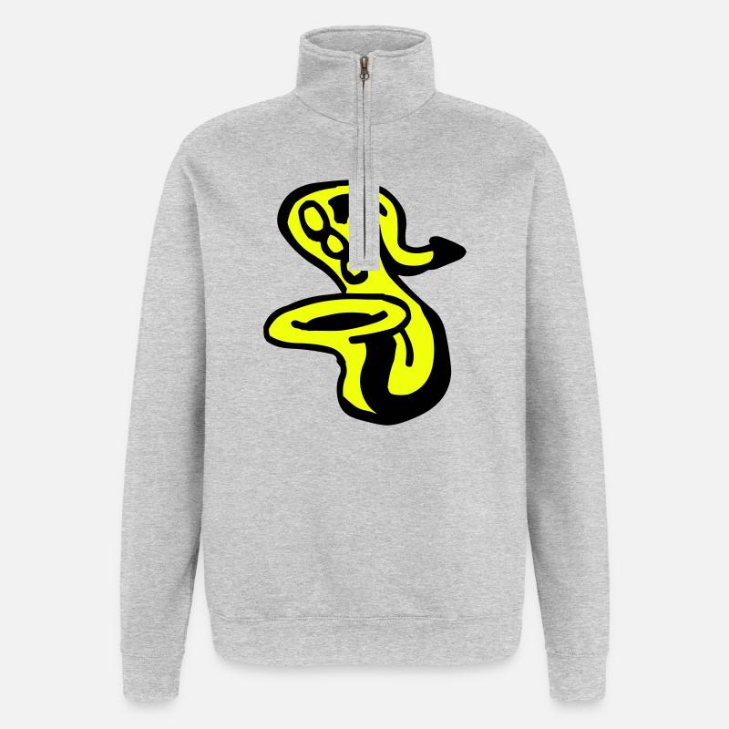 Saxophone - Sweat à zip 1/4 - gris chiné