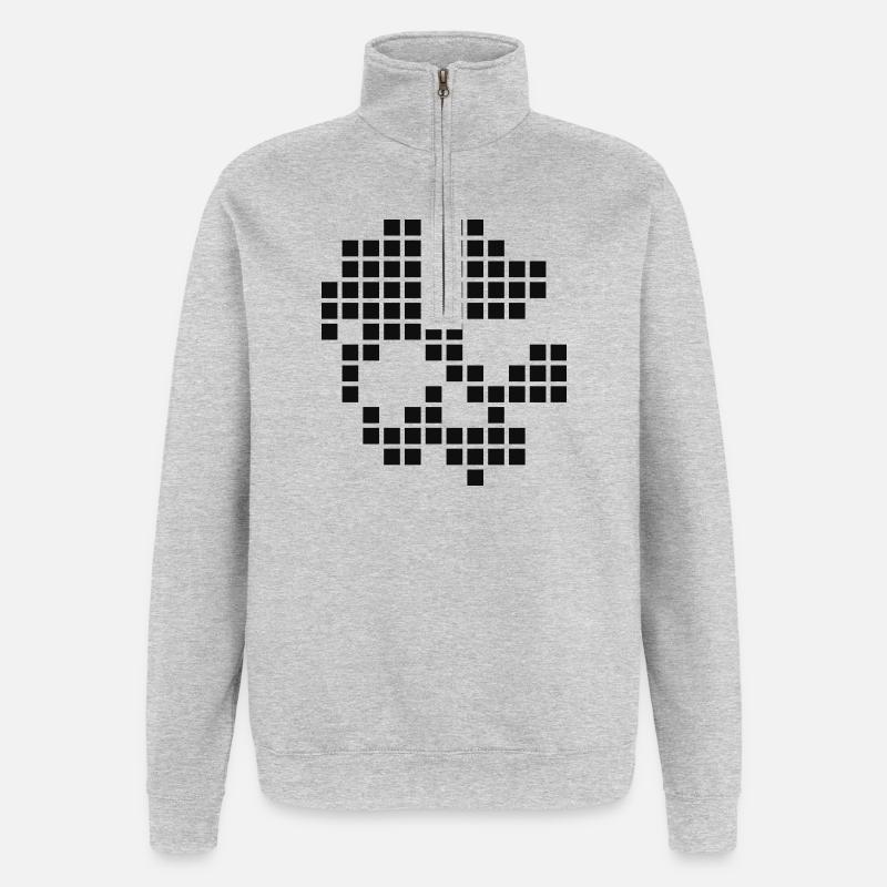 Digital skull - Quarter-Zip Sweatshirt - heather grey