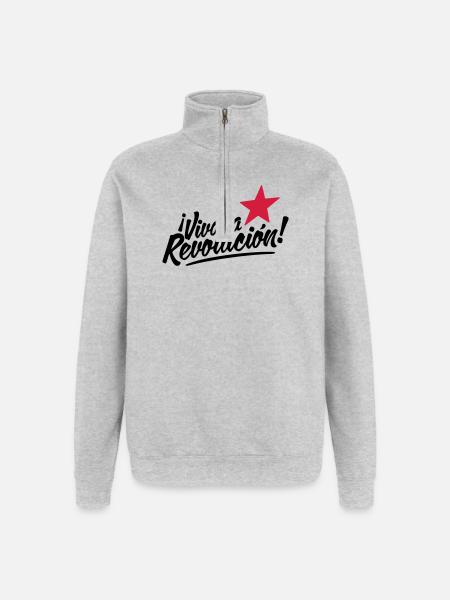 viva la revolucion - revolution! - Quarter-Zip Sweatshirt - heather grey