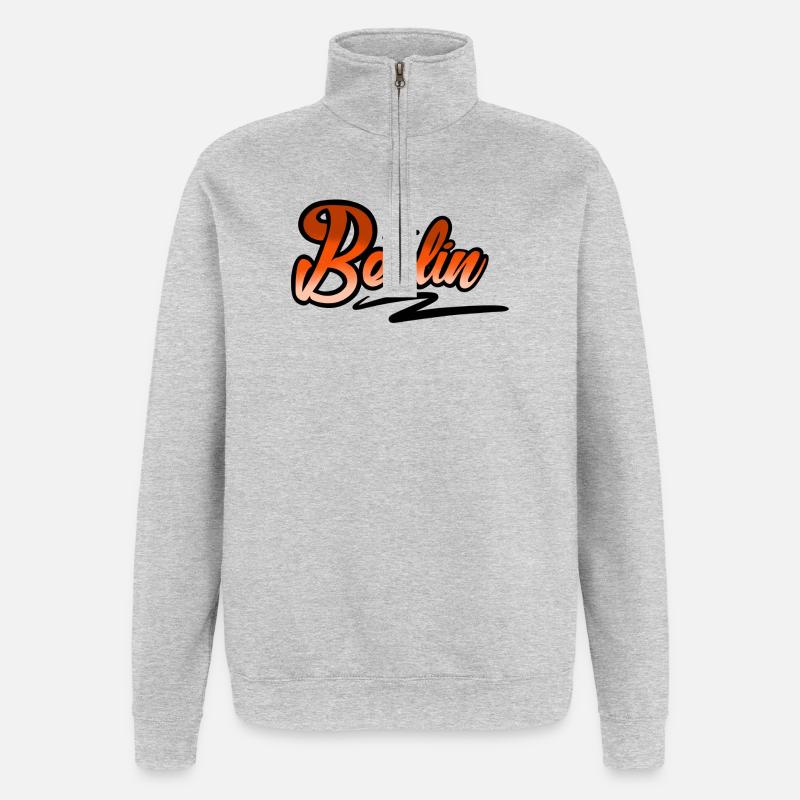 Berlin - Sweat à zip 1/4 - gris chiné