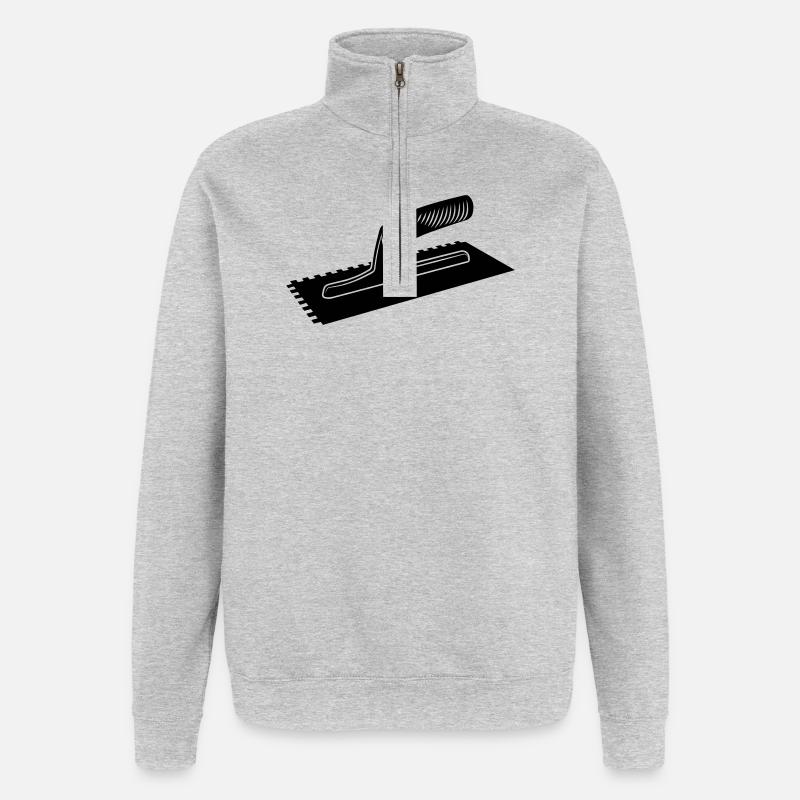 Fliesenkleber oder Leimkamm - Quarter-Zip-Sweatshirt - Grau meliert