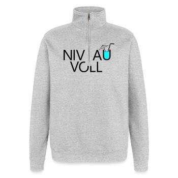 Niveau complet - Sweat à zip 1/4 - gris chiné - Devant - AI Model Female 172 light (172cm) & AI Model Male 178 dark (178cm)