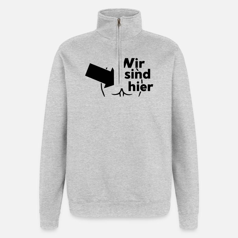 Wir sind hier - Quarter-Zip-Sweatshirt - Grau meliert