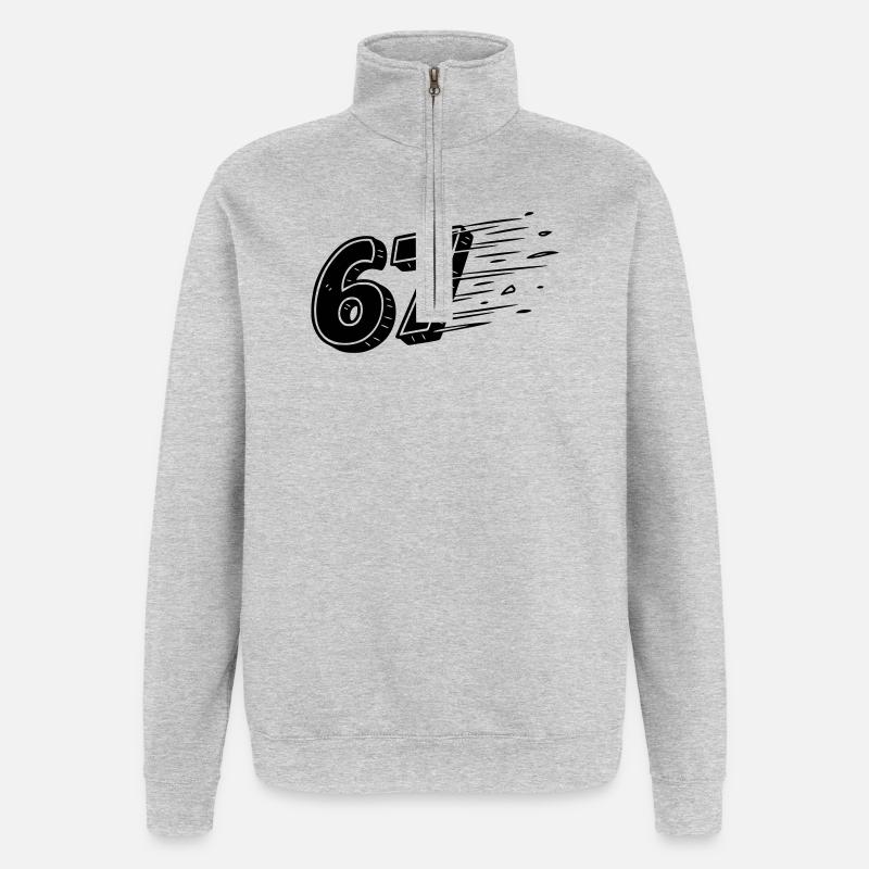 67 Meme Speedlines – Schnelle Comiczahl - Quarter-Zip-Sweatshirt - Grau meliert