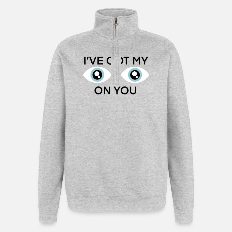 Duo de jumeaux aux yeux écarquillés - Sweat à zip 1/4 - gris chiné