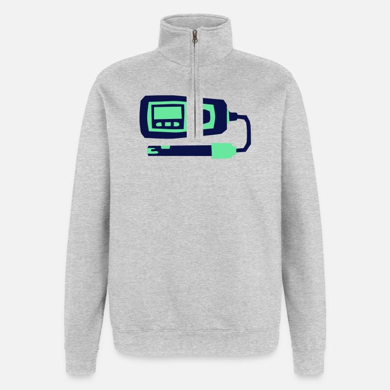 pH Messgerät Hydroponik Tool - Quarter-Zip-Sweatshirt - Grau meliert