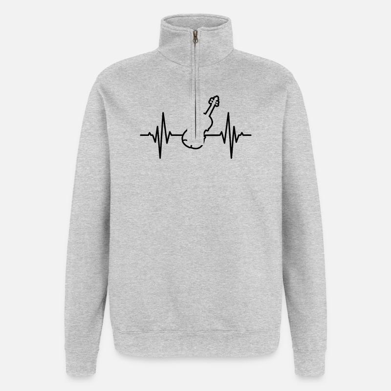 Battement cardiaque ECG de violon - Sweat à zip 1/4 - gris chiné