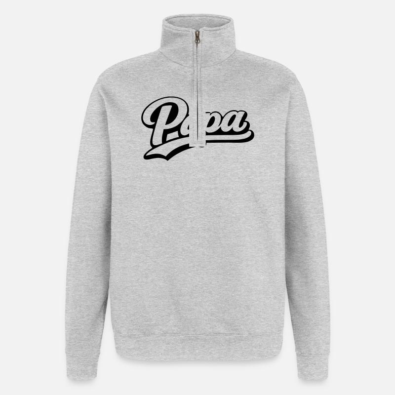 Papa - Quarter-Zip-Sweatshirt - Grau meliert