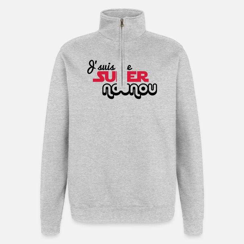 Ich bin ein Super Nanny - Quarter-Zip-Sweatshirt - Grau meliert